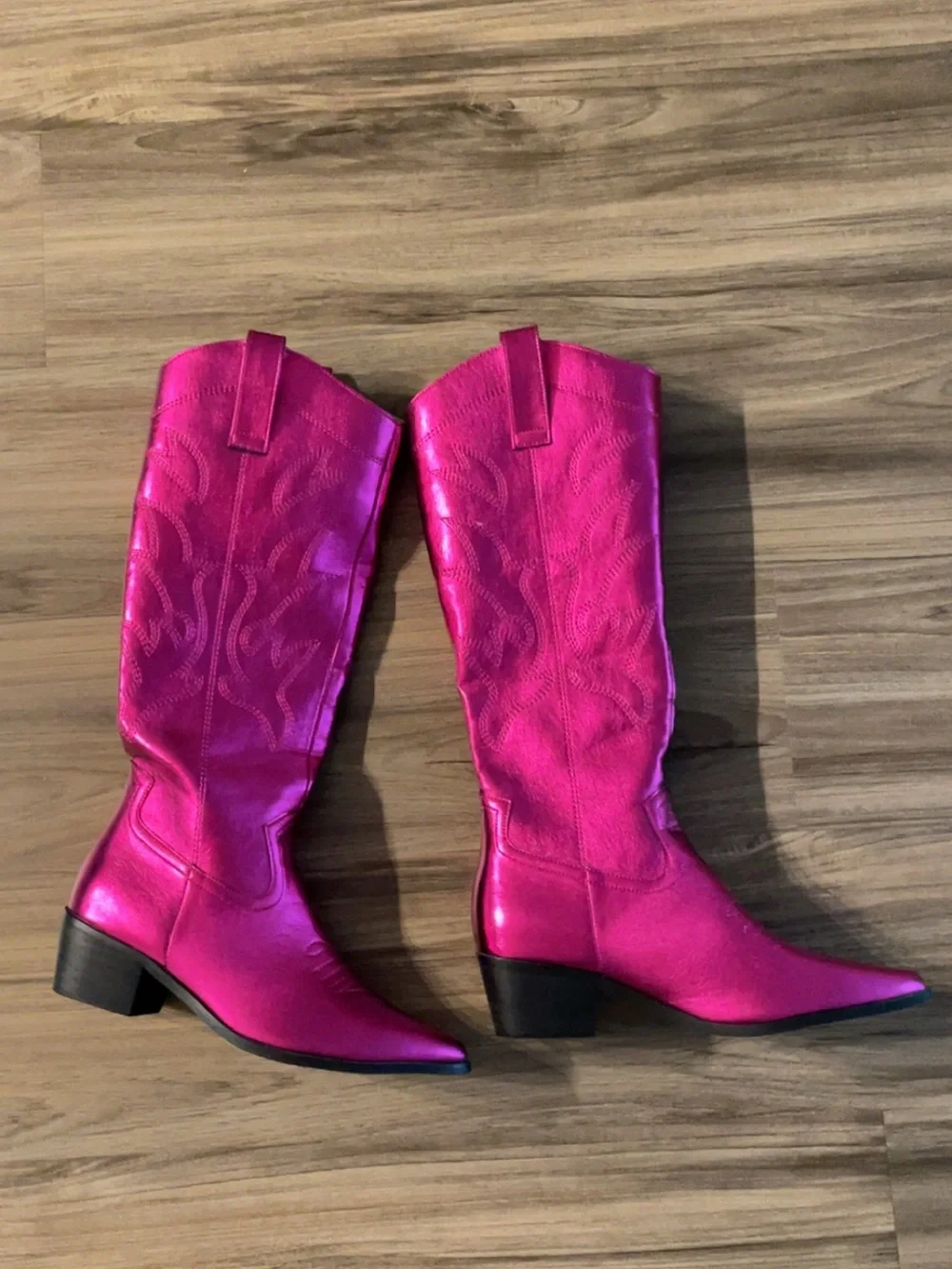 Pink metallic cowboy boots
